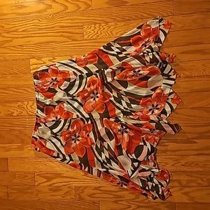 Floral Cato Skirt. Pink, Red, Beige, and Brown. Size Large.